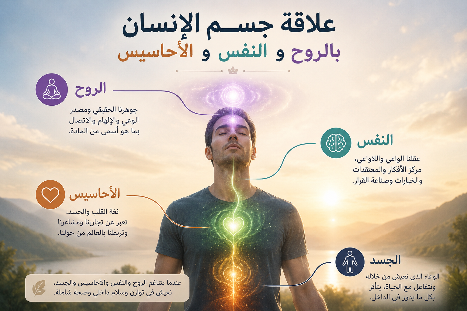 علاقة جسم الإنسان بالروح و النفس و الأحاسيس